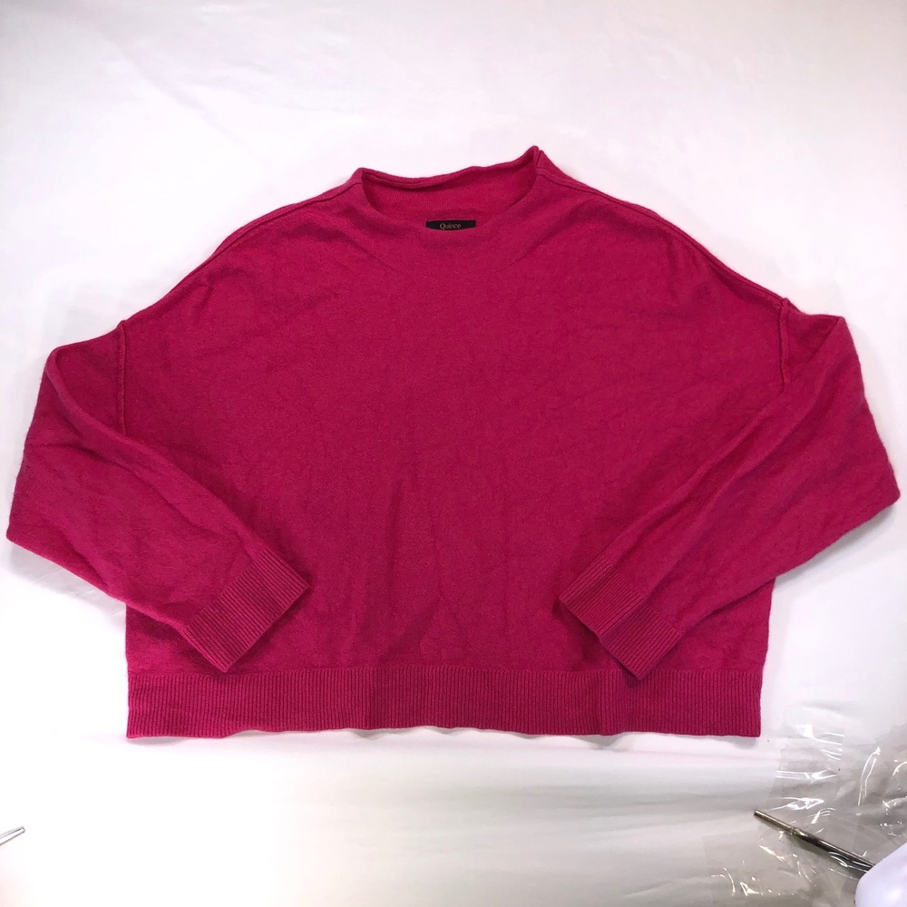 Quince 100% Mongolian Cashmere Crewneck Sweater Magenta Pink Large Relaxed Fit